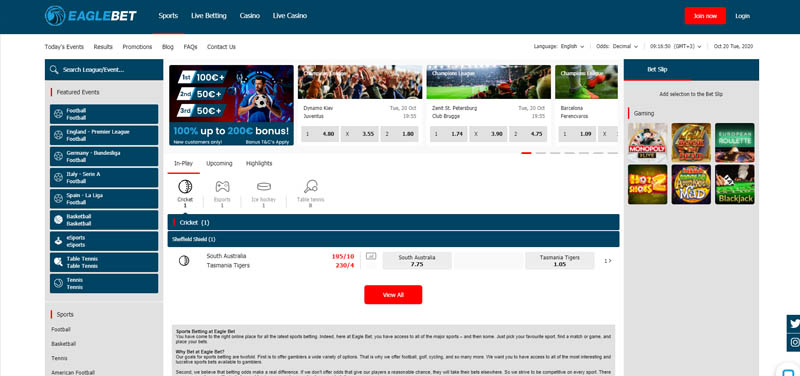 EagleBet online sportfogadás