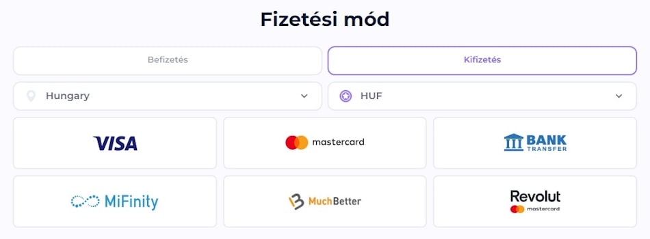 LightCasino fizetési módok