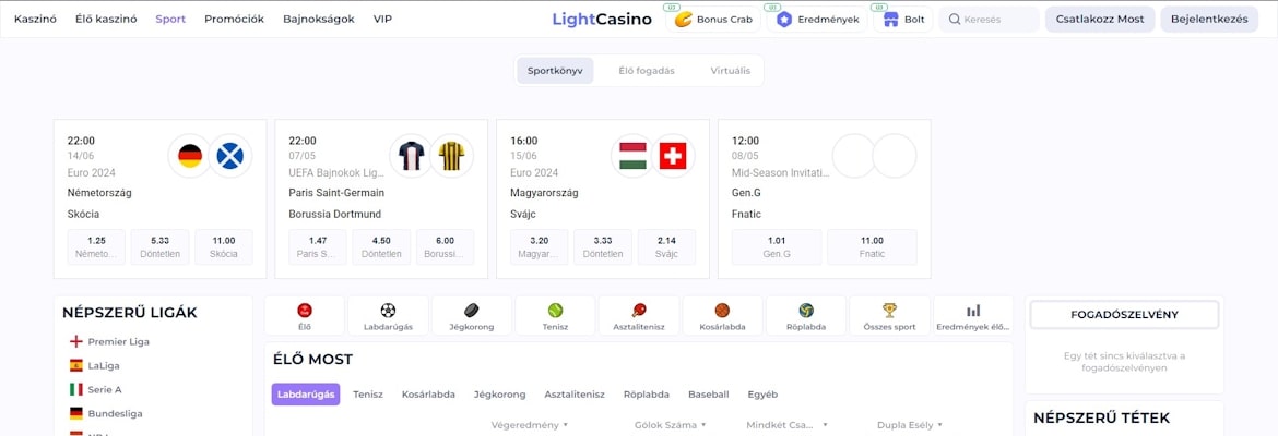 LightCasino sportfogadás