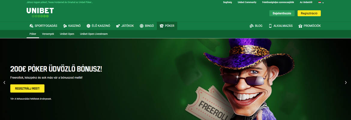 Unibet poker főoldal