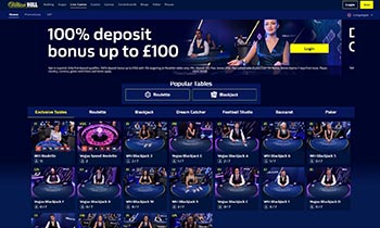 William Hill élő kaszinóban a játék